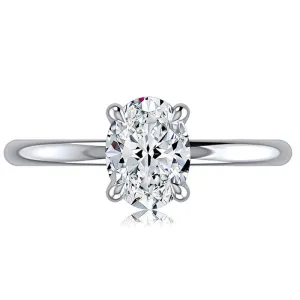 A.Jaffe Engagement Rings Classic Four Prong Solitaire Oval Diamond Engagement Ring with Hidden Halo MECOV2957L/157B