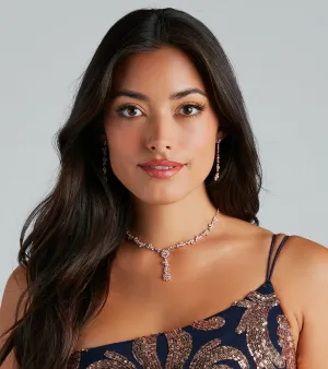 All That Glam Rhinestone Necklace And Earrings Set