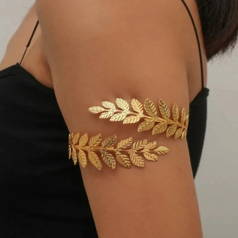 Alloy Spiral Armband Swirl Upper Arm Cuff Armlet Bangle Bracelet Egyptian Costume Accessory for Women Gold Silver Color