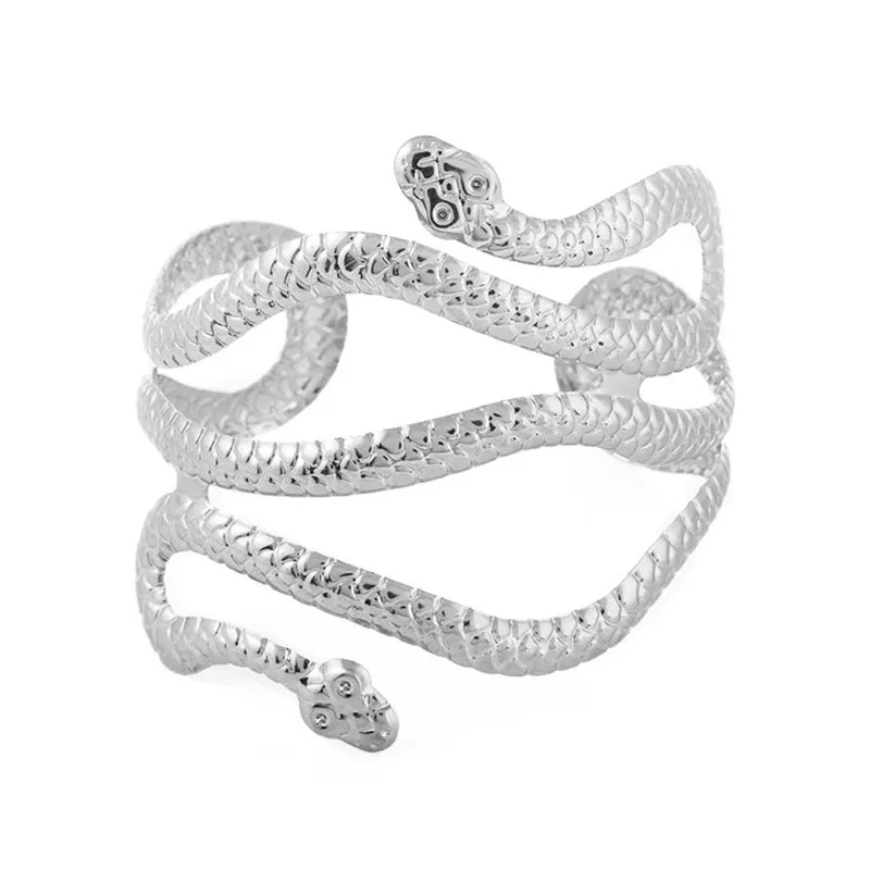 Alloy Spiral Armband Swirl Upper Arm Cuff Armlet Bangle Bracelet Egyptian Costume Accessory for Women Gold Silver Color