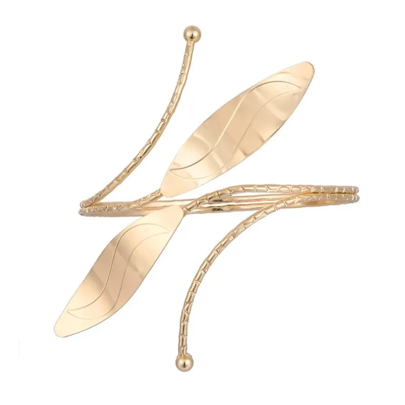 Alloy Spiral Armband Swirl Upper Arm Cuff Armlet Bangle Bracelet Egyptian Costume Accessory for Women Gold Silver Color