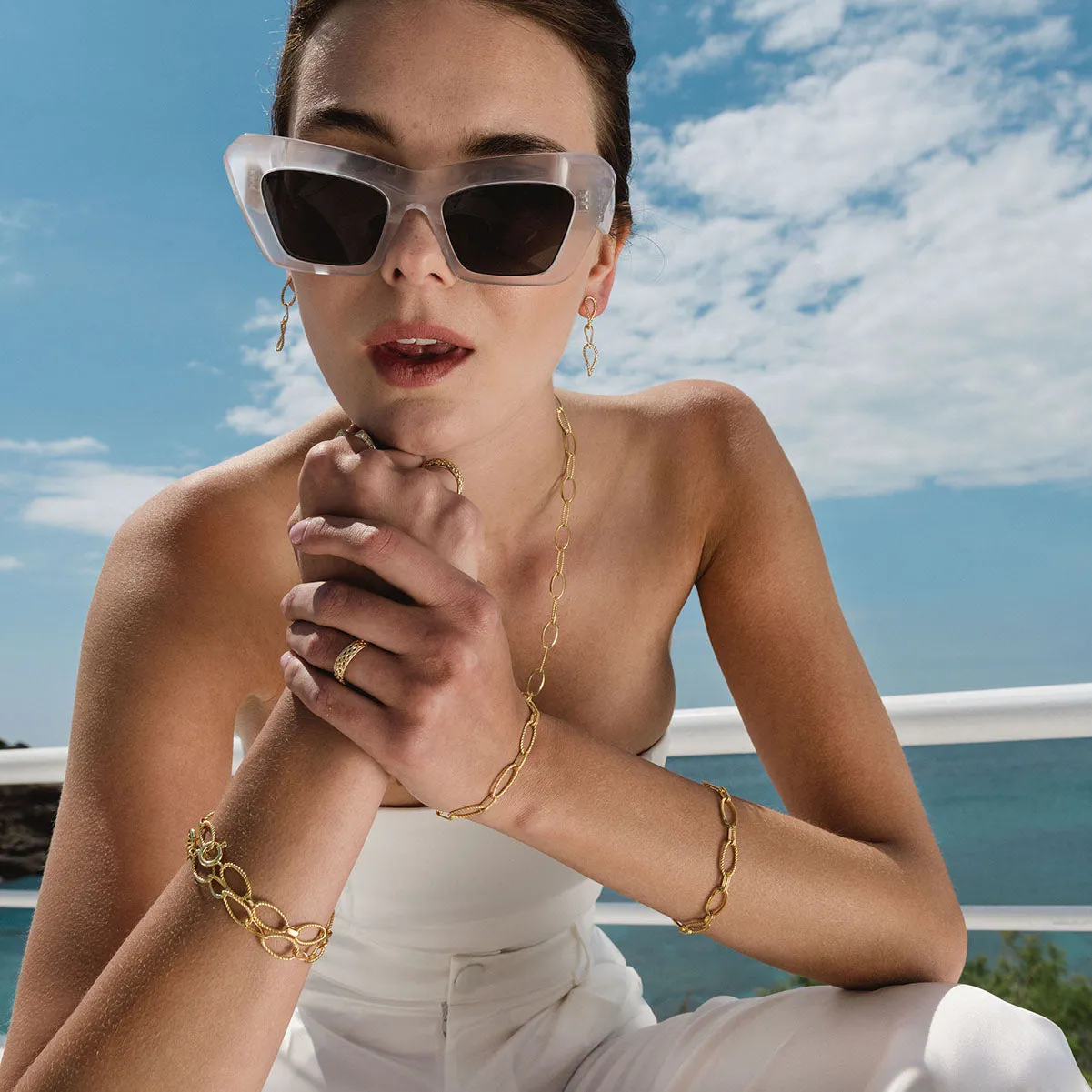Al'Oro Drop Link Necklace
