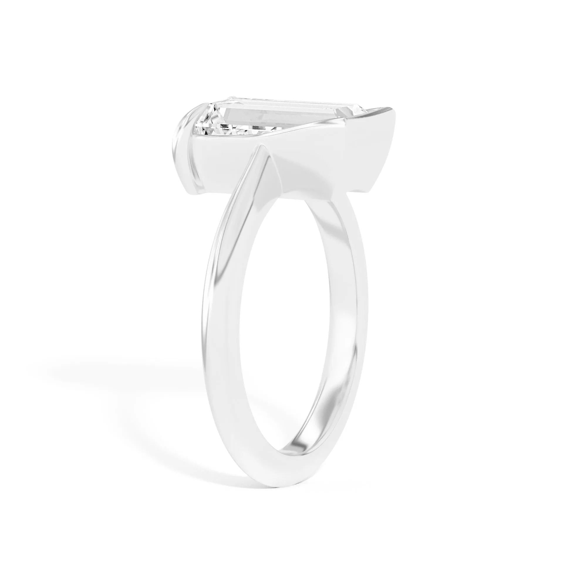 Ando Baguette Sloping Semi-Bezel Ring