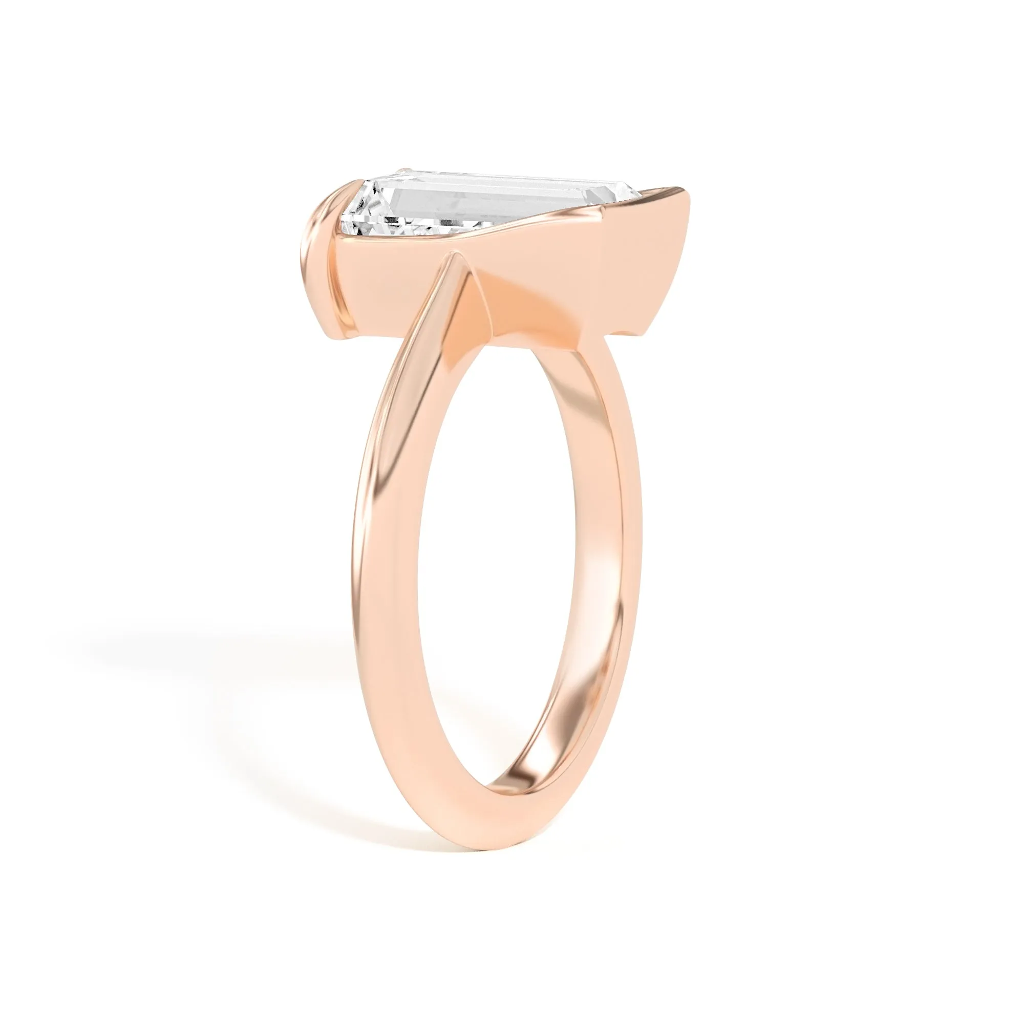 Ando Baguette Sloping Semi-Bezel Ring