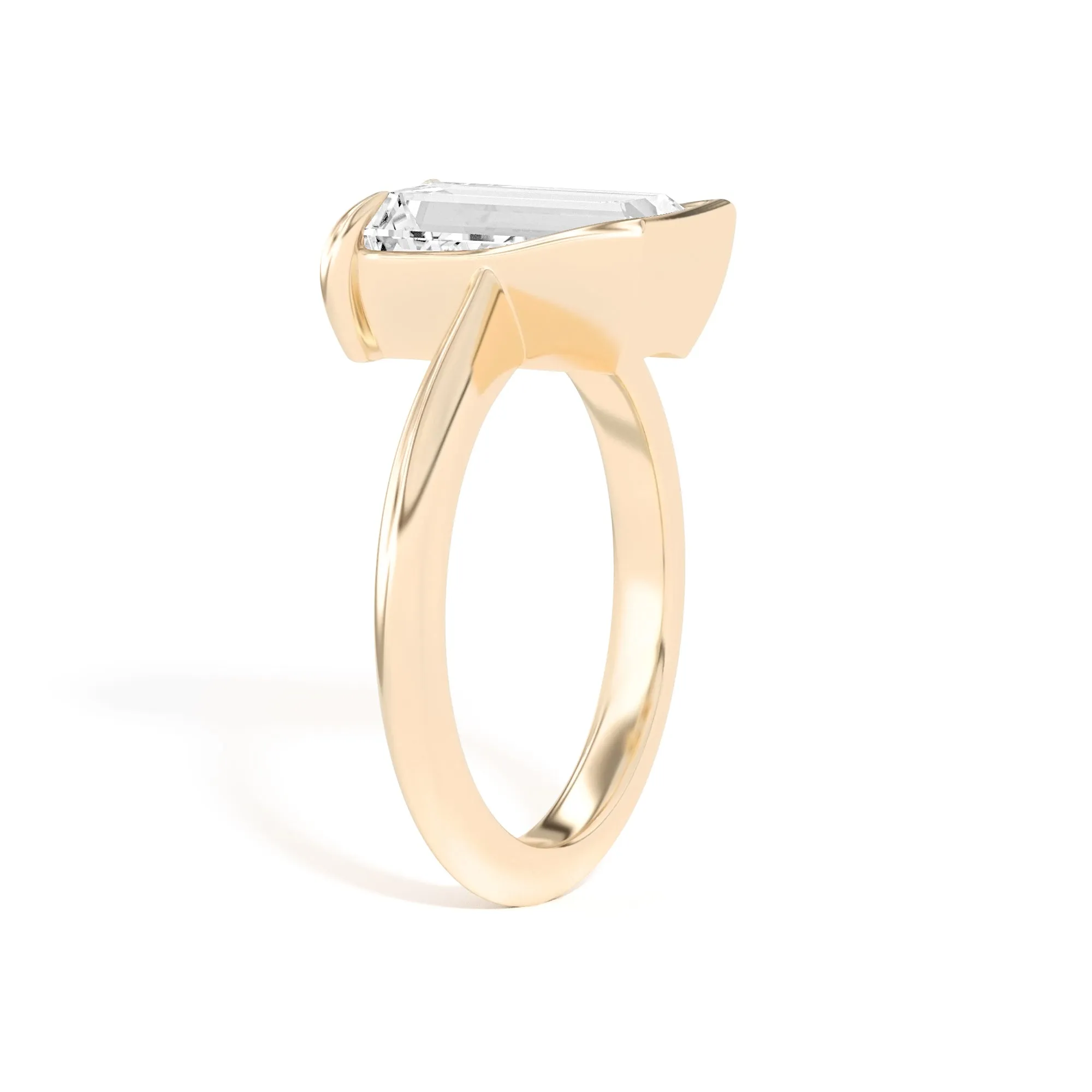 Ando Baguette Sloping Semi-Bezel Ring