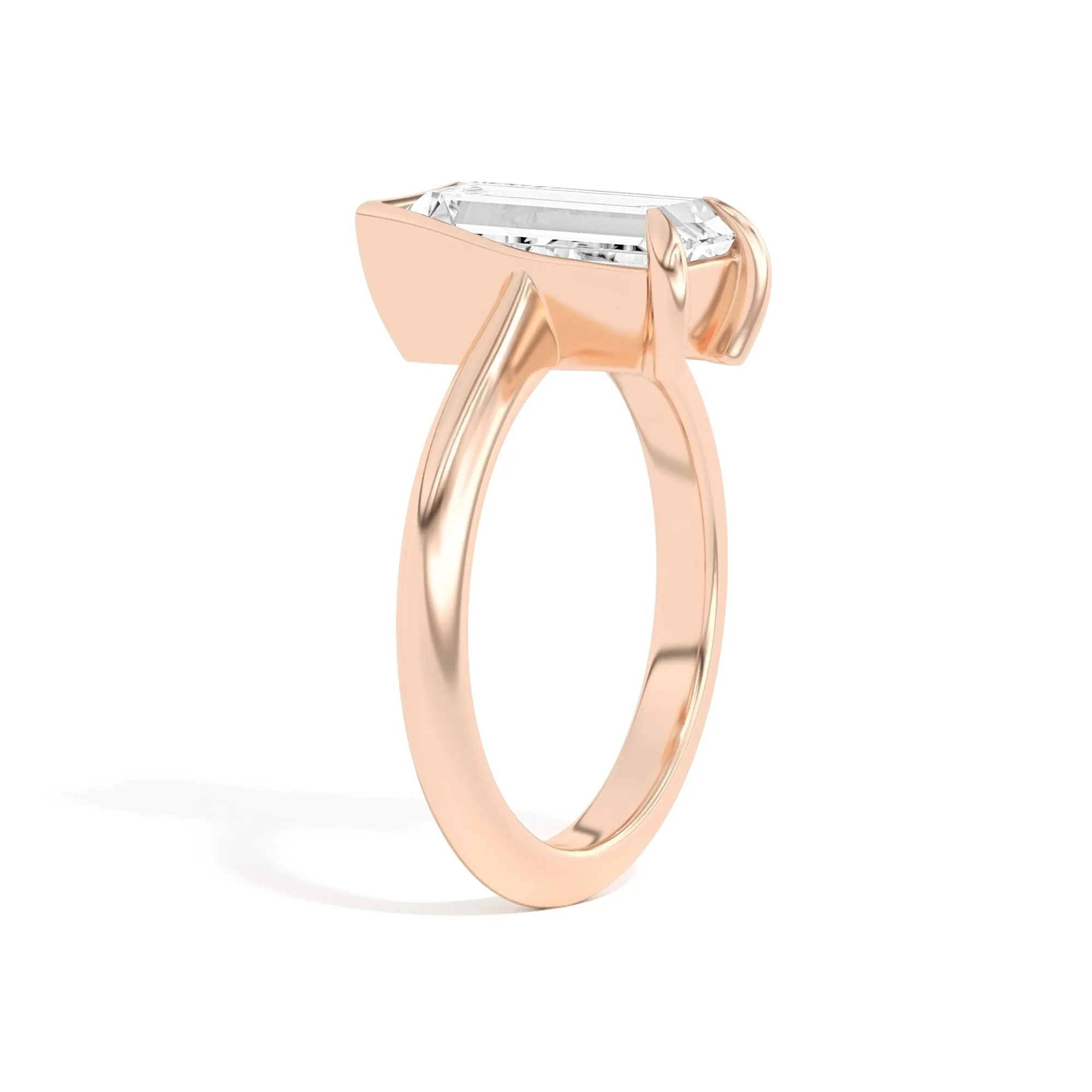 Ando Baguette Sloping Semi-Bezel Ring