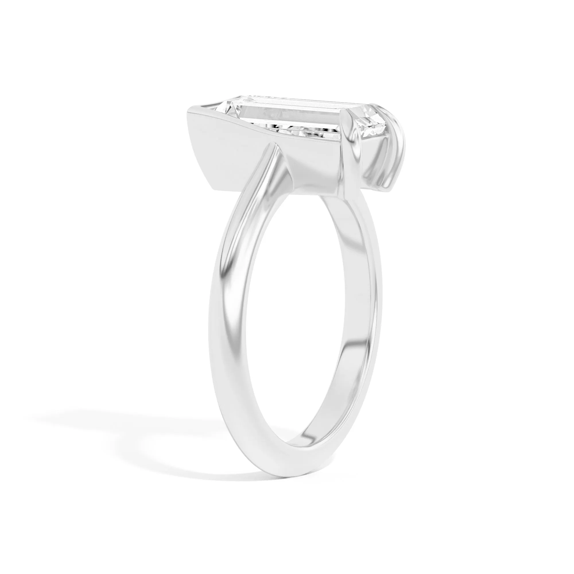 Ando Baguette Sloping Semi-Bezel Ring