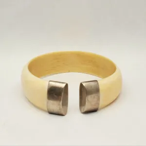 Antique Ivory and Sterling Cuff Bracelet