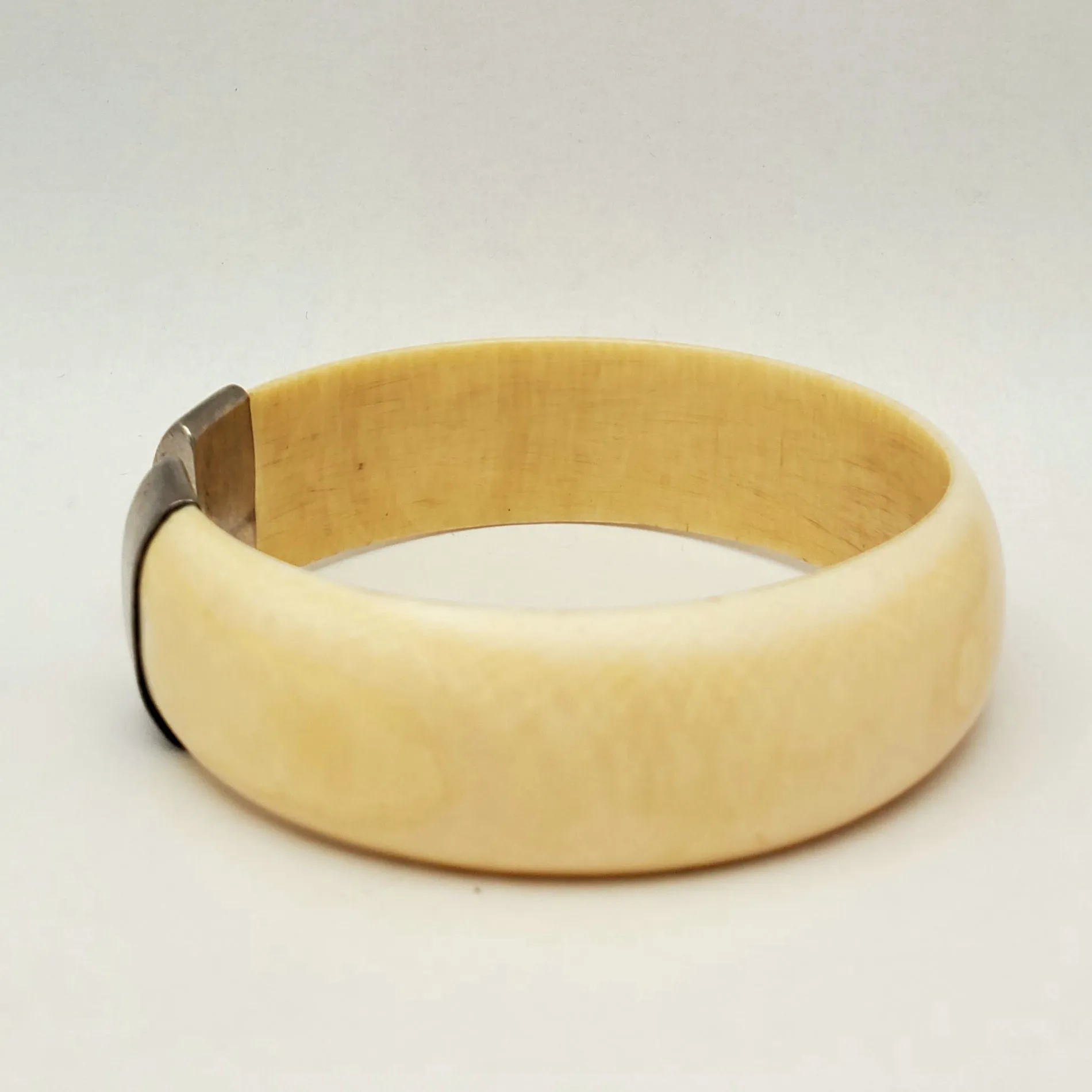Antique Ivory and Sterling Cuff Bracelet