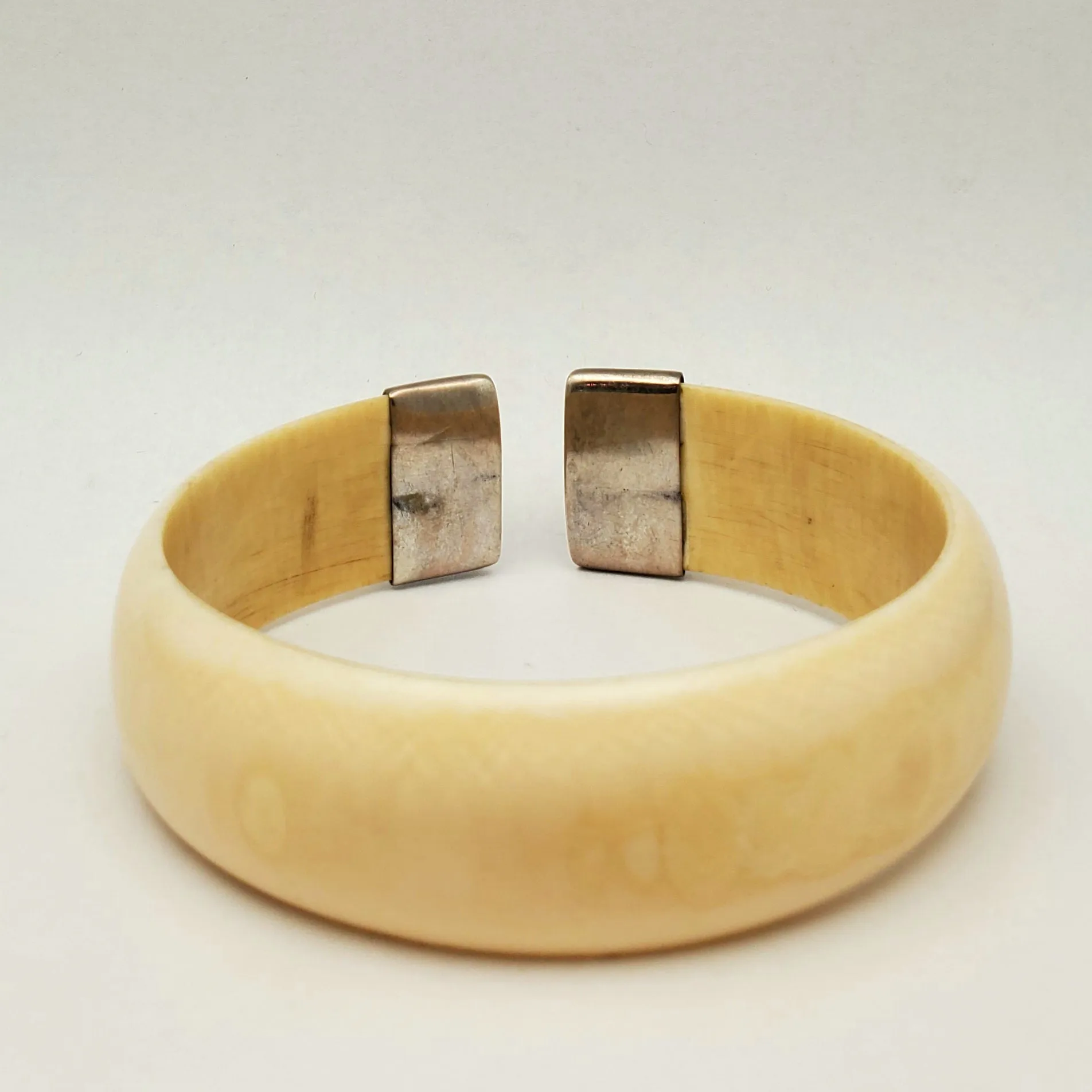 Antique Ivory and Sterling Cuff Bracelet