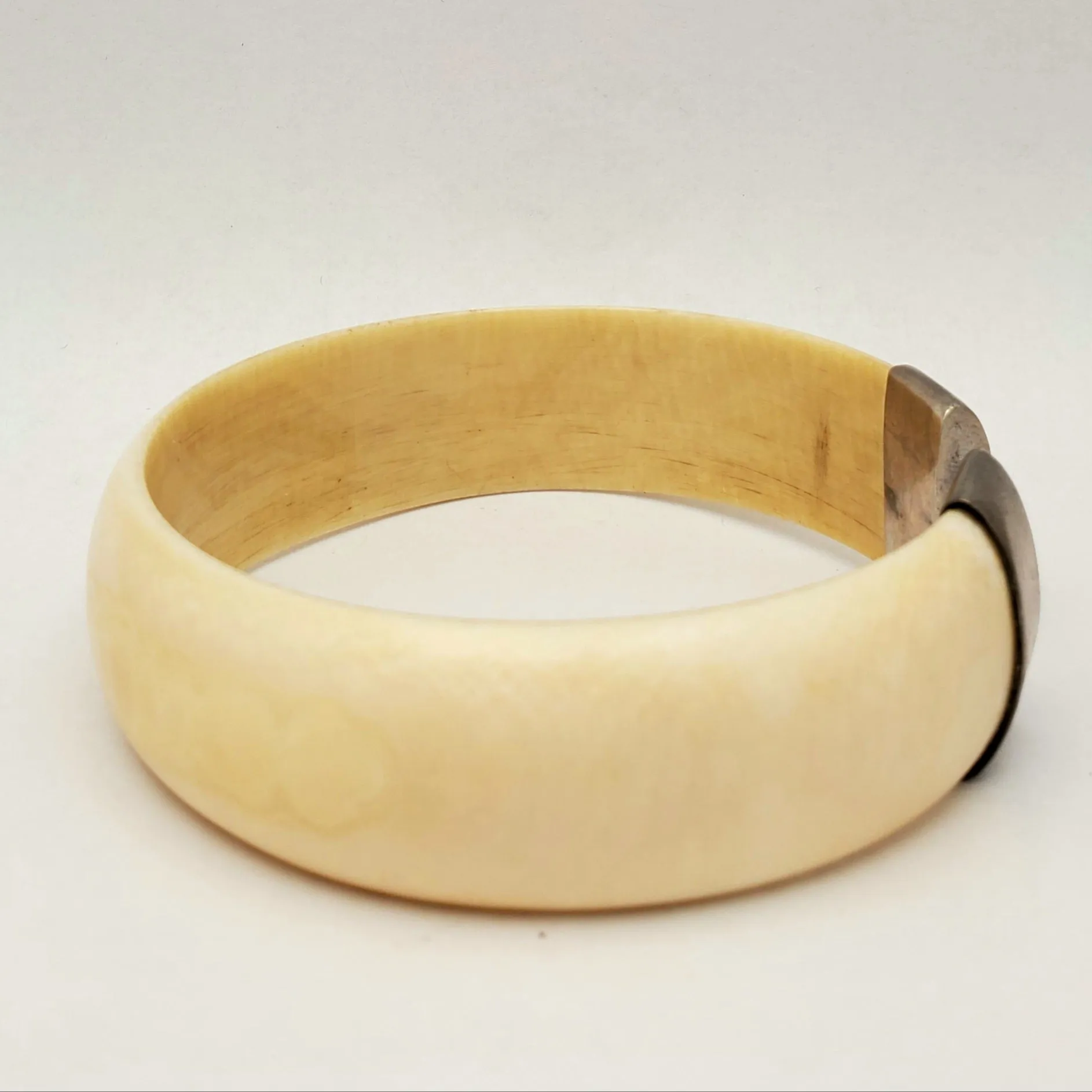 Antique Ivory and Sterling Cuff Bracelet