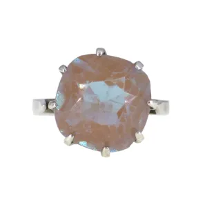 Antique Silver Saphiret Glass Solitaire Ring