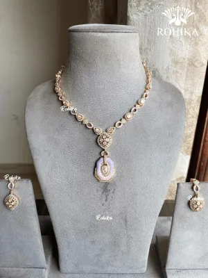 Aroha Moisanite Necklace set - Purple & Pink