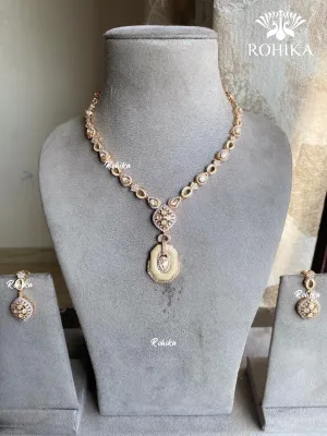 Aroha Moisanite Necklace set - Yellowish Cream