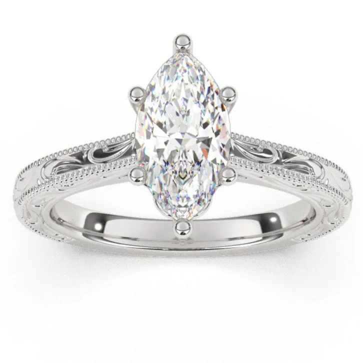 Artcarved "Gretchen" Engraved Solitaire Diamond Engagement Ring with Surprise Diamonds