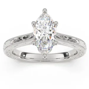 Artcarved "Gretchen" Engraved Solitaire Diamond Engagement Ring with Surprise Diamonds