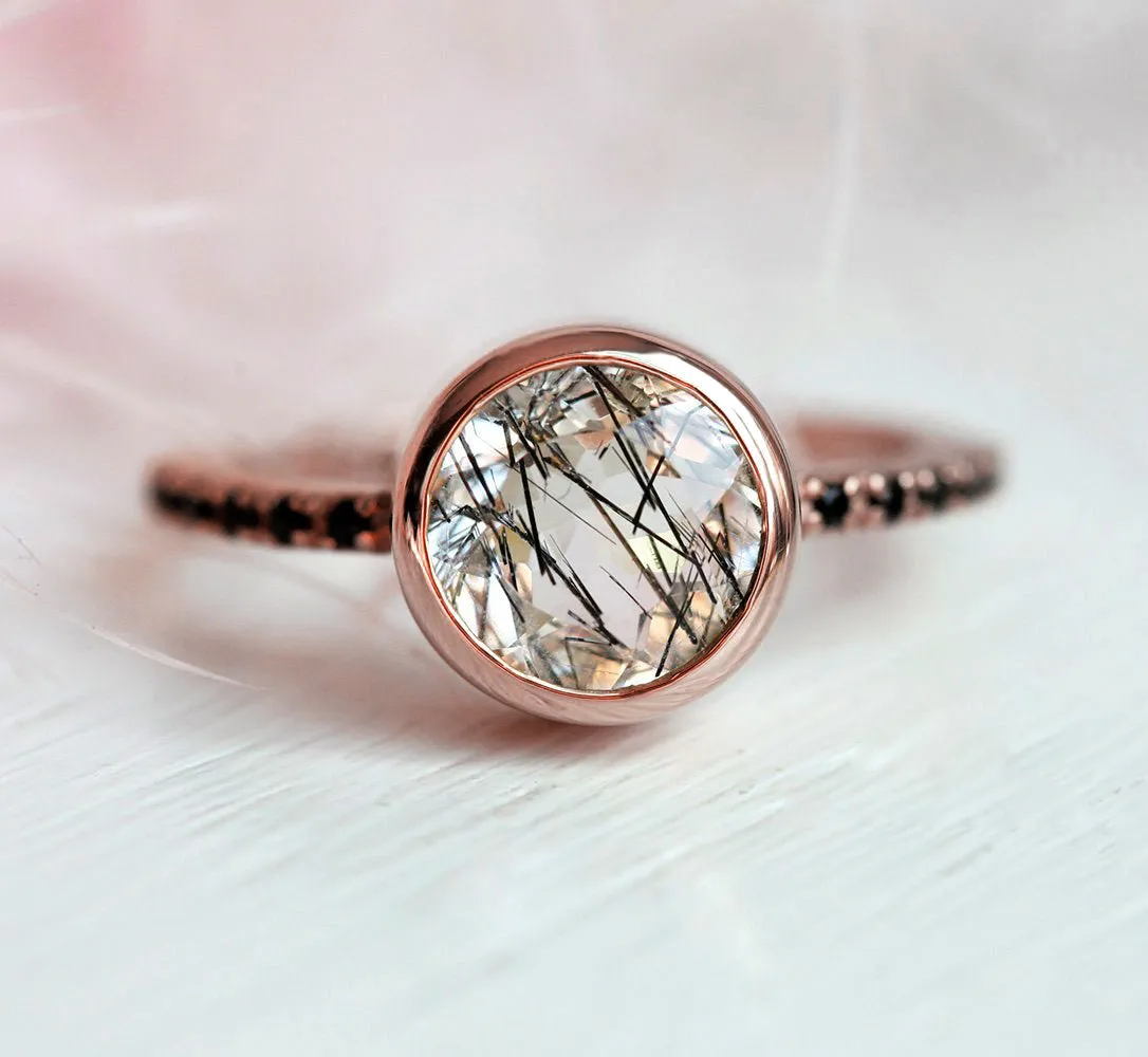 Astrid Black Rutile Quartz Solitaire Ring