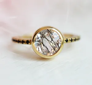 Astrid Black Rutile Quartz Solitaire Ring