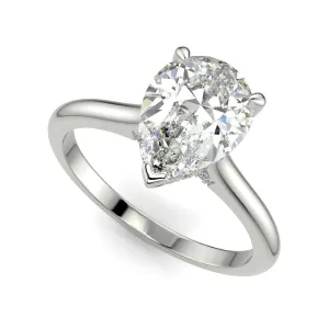 Aurora Pear Cut Pave Hidden Halo 4 Prong Cathedral Engagement Ring Setting