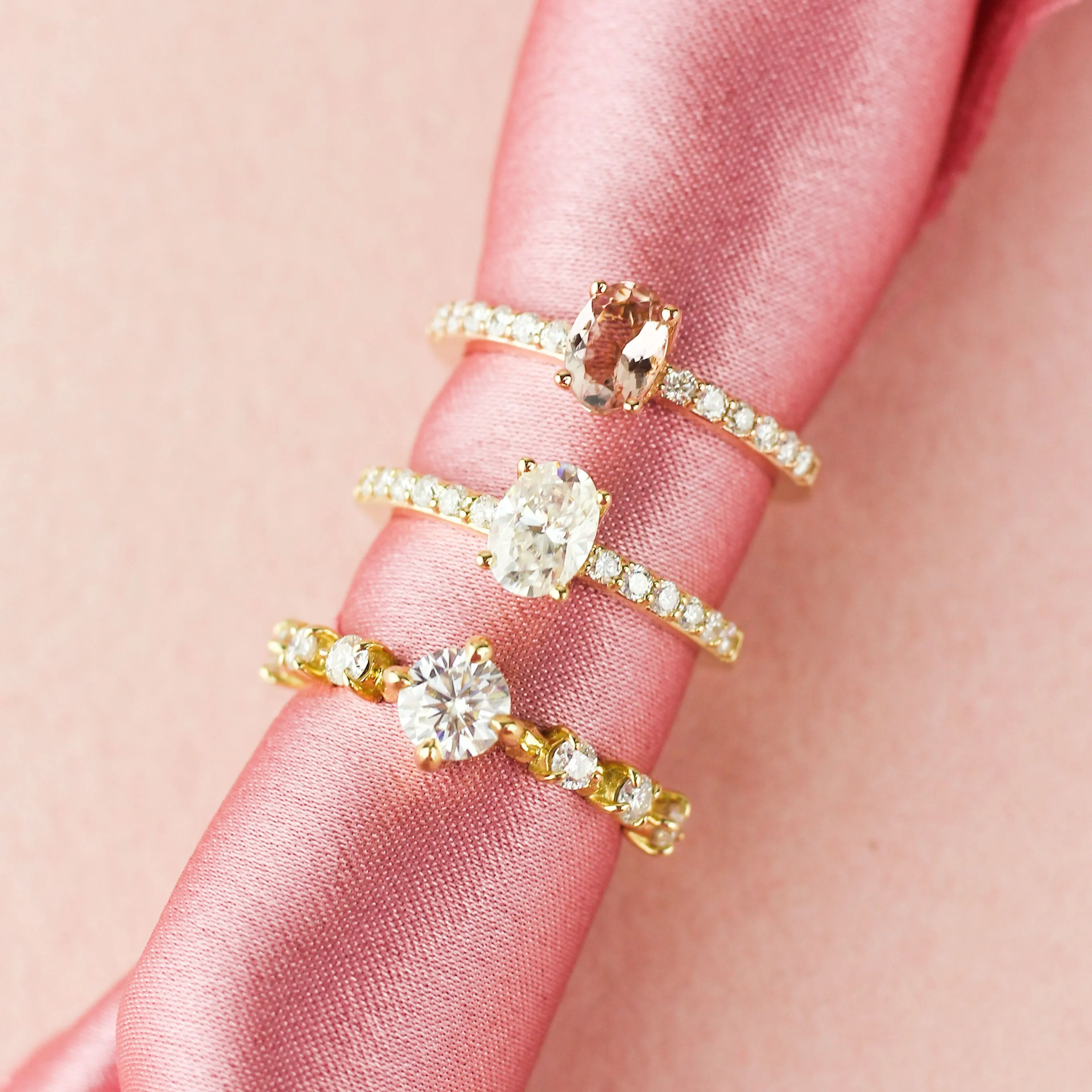 BALLERINA ENGAGEMENT RING | 14K GOLD, MOISSANITE & DIAMONDS