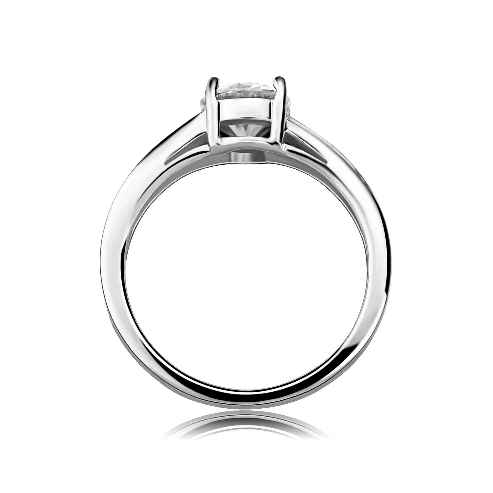 Bare 4 Prong Solitaire Round Cut Moissanite Diamond Ring in Yellow/White Gold