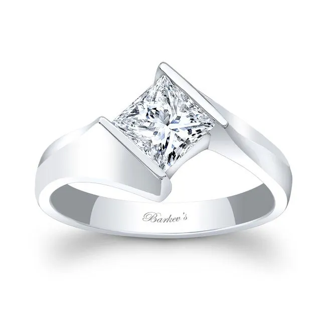 Barkev's Bypass Channel Set Solitaire Princess Cut Diamond Engagement Ring