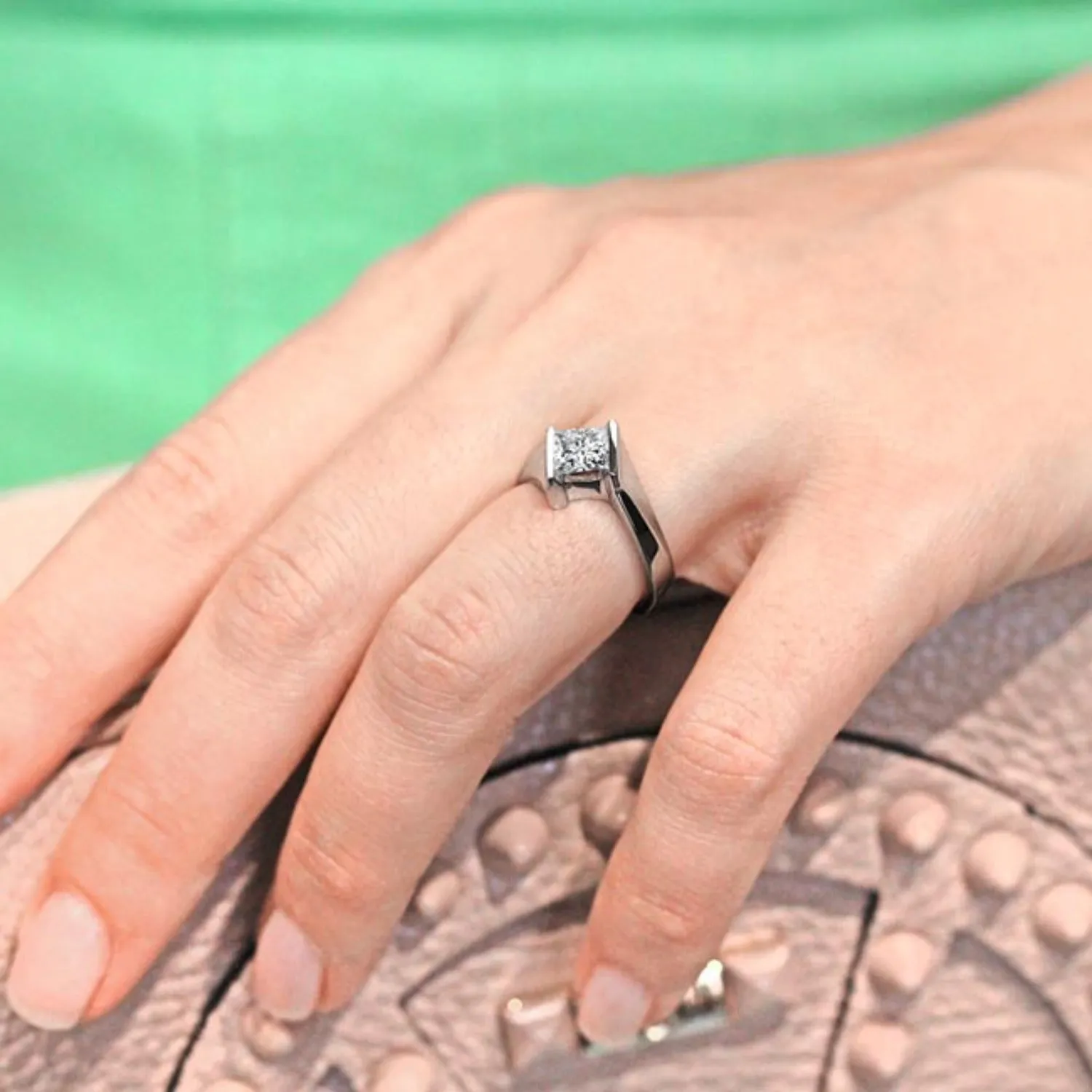 Barkev's Bypass Channel Set Solitaire Princess Cut Diamond Engagement Ring