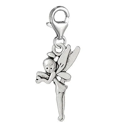 Beautiful Angel Butterfly Charm Clip On Pendant for European Charm Jewelry w/ Lobster Clasp