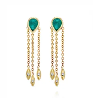 Bezel Pariba Pear Chain Drop Earring
