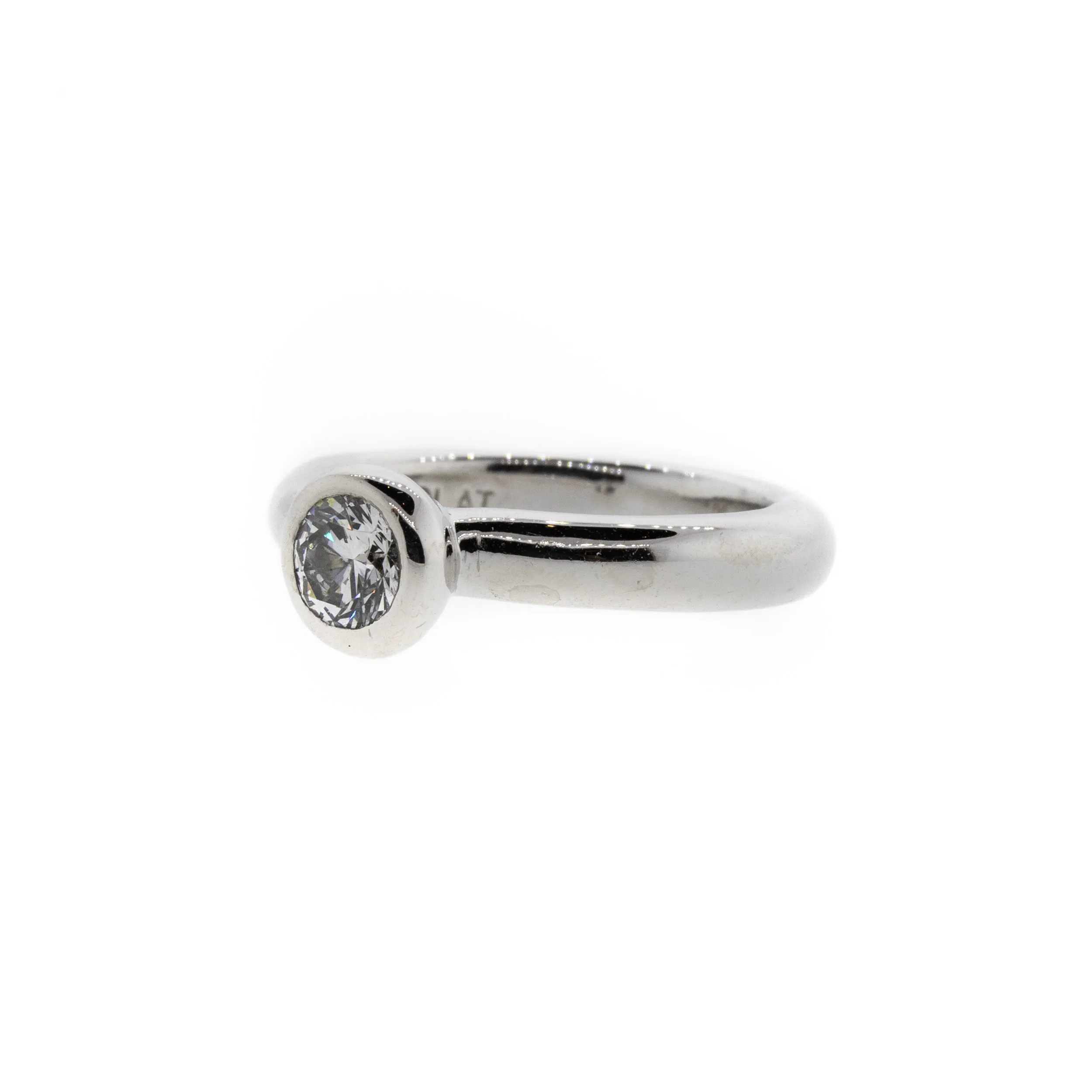 Bezel Set Round Brilliant Diamond Platinum Solitaire Ring