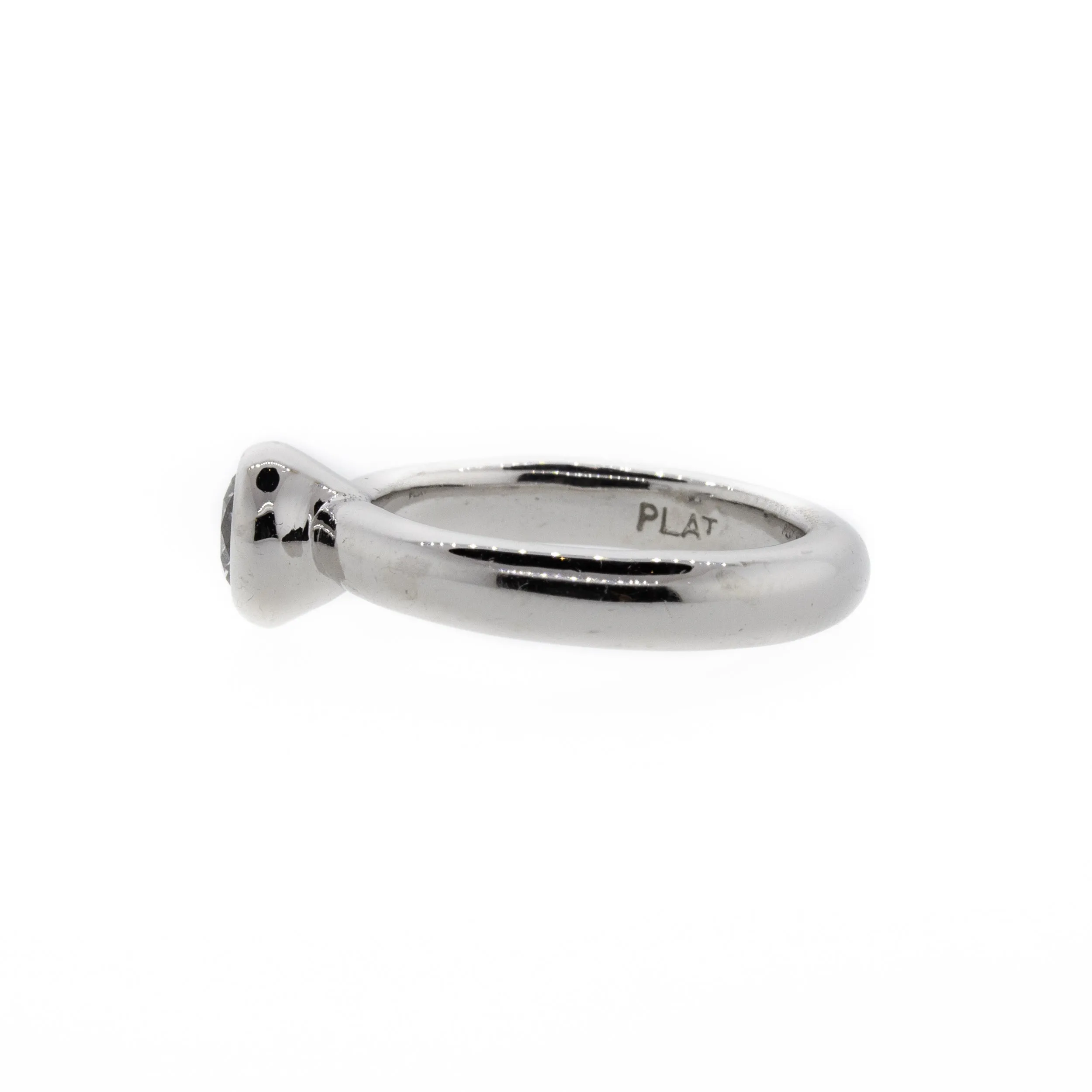 Bezel Set Round Brilliant Diamond Platinum Solitaire Ring
