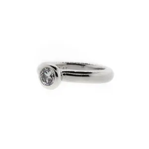 Bezel Set Round Brilliant Diamond Platinum Solitaire Ring