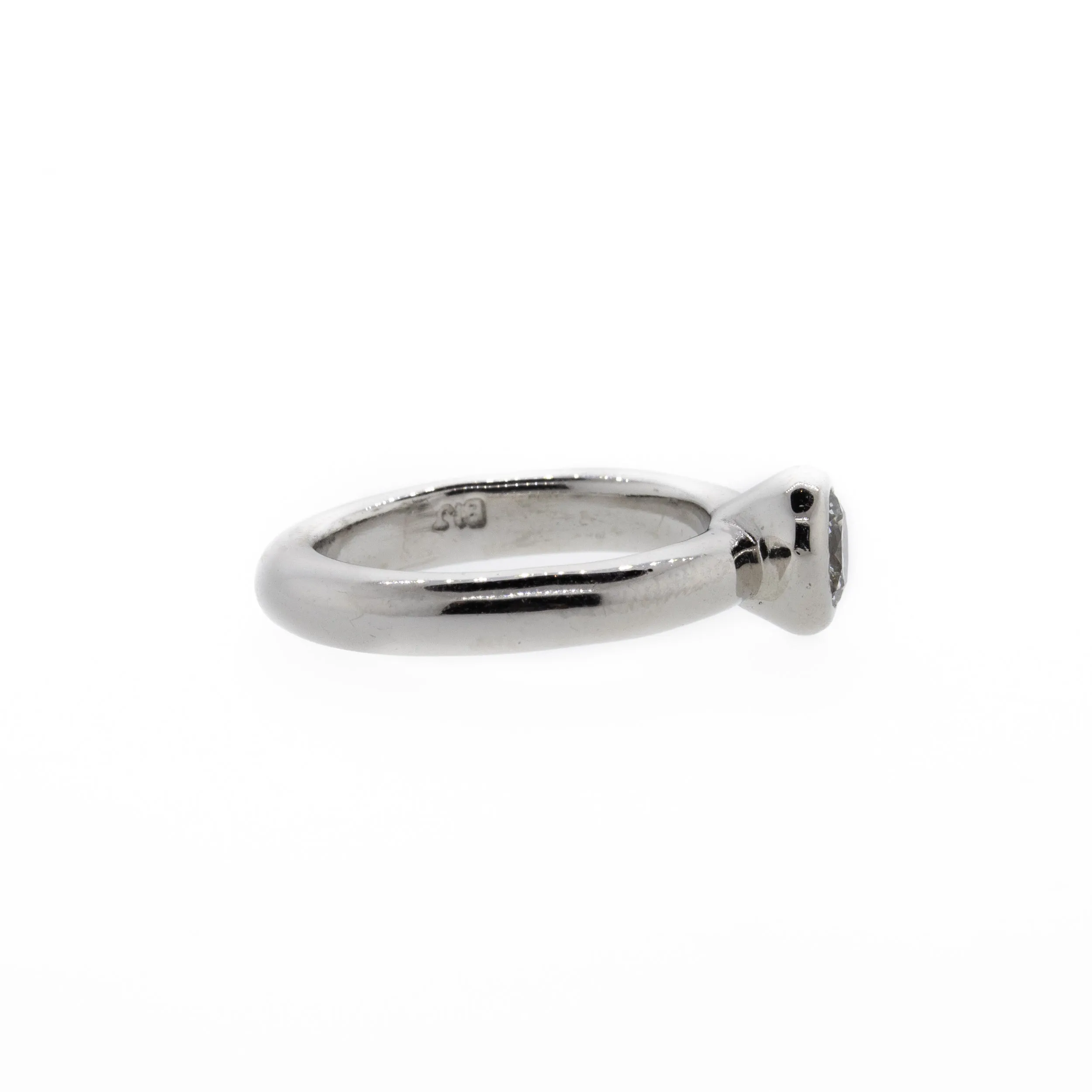 Bezel Set Round Brilliant Diamond Platinum Solitaire Ring