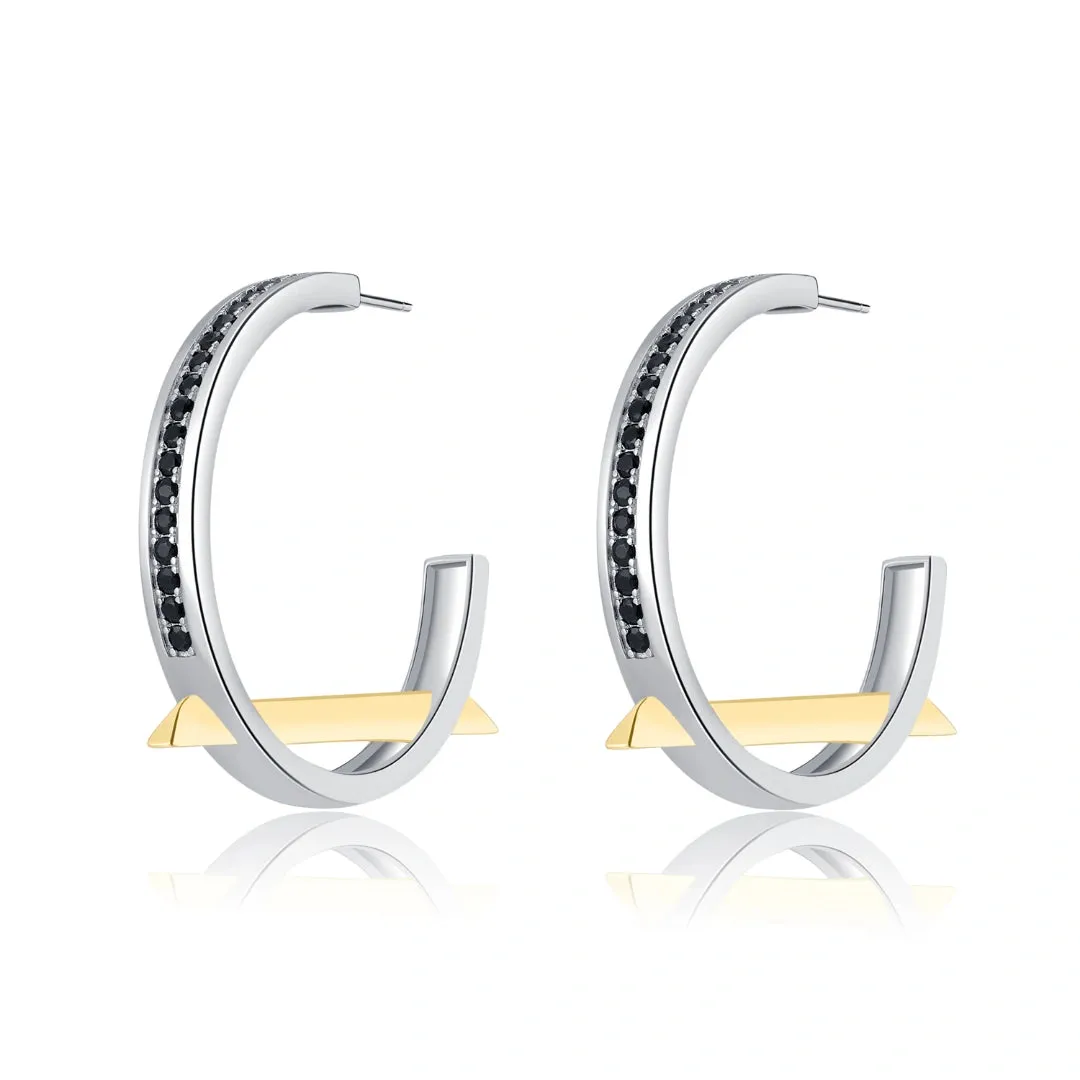 Black Cubic Zirconia Diamond Triangle Earrings Multiple Perspectives collection Designed by Alexandra Baltazar