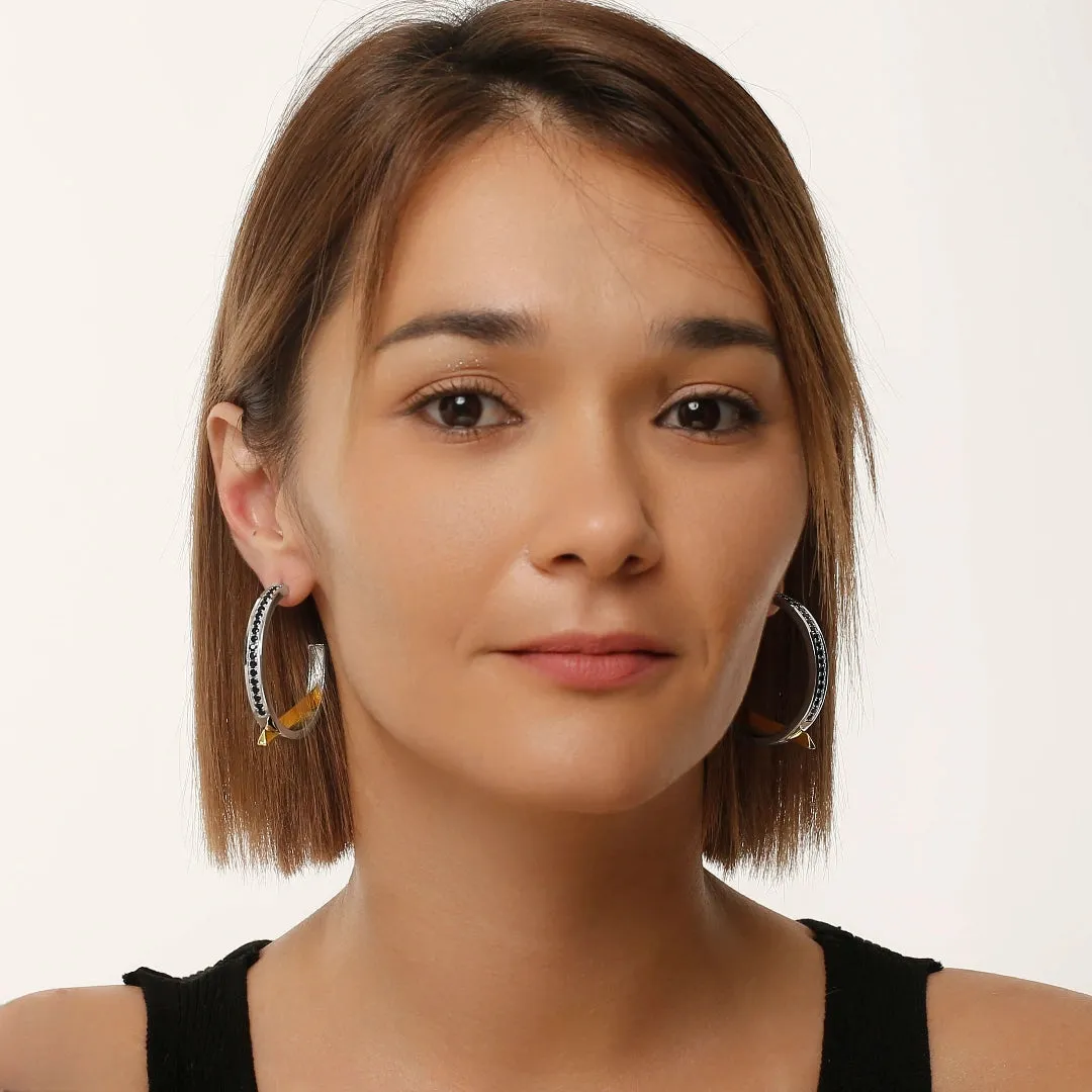 Black Cubic Zirconia Diamond Triangle Earrings Multiple Perspectives collection Designed by Alexandra Baltazar