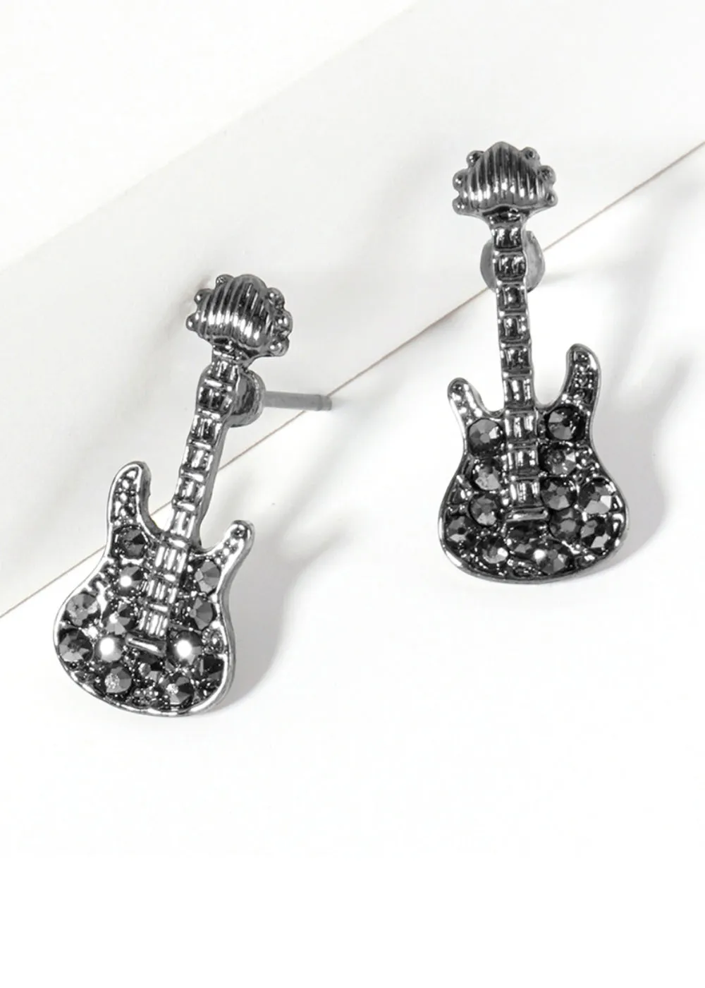 Black Electric Guitar Stud Earrings