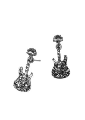 Black Electric Guitar Stud Earrings
