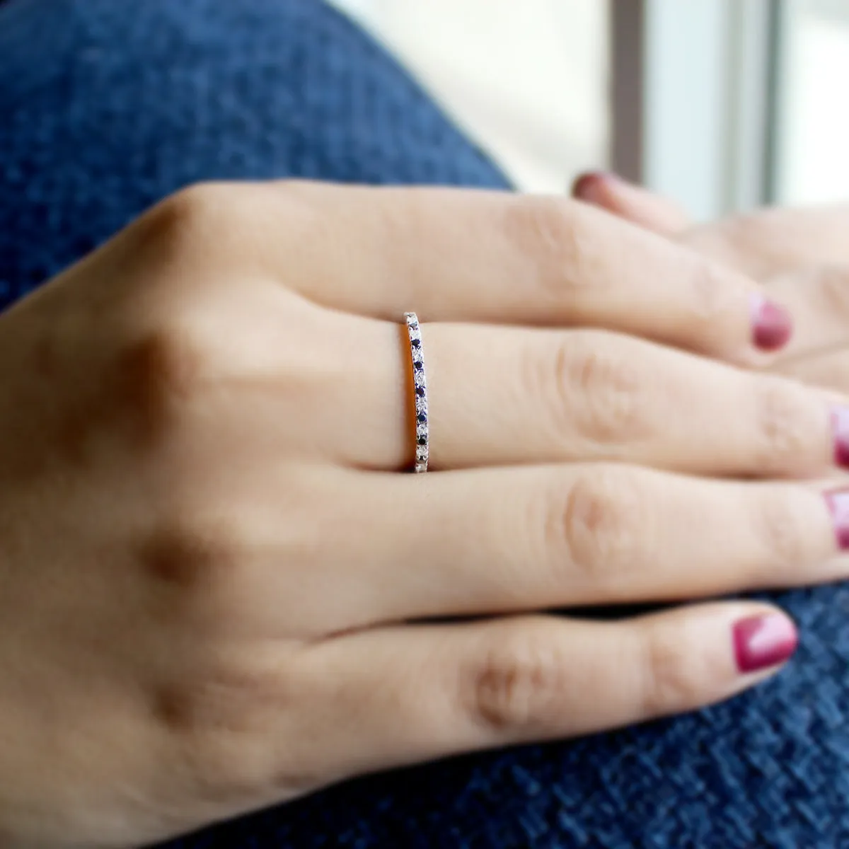 Black Moissanite Engagement/Wedding Stackable Band