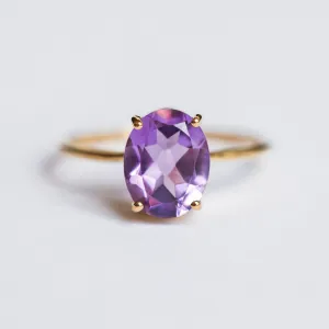 Blake Oval Amethyst Solitaire Ring