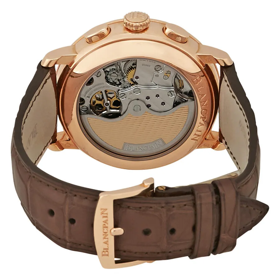 Blancpain 18kt Rose Gold Chronograph Flyback Pulsometre White Dial Brown Leather Men's Watch 6680F-3631-55B
