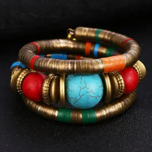 Boho Natural stone Snake Bangle  Bracelet