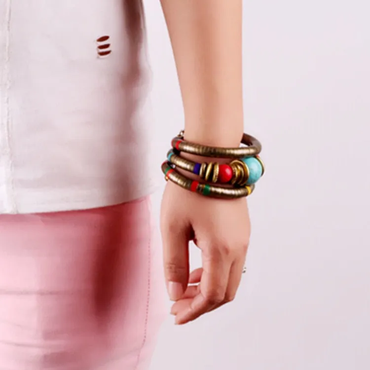 Boho Natural stone Snake Bangle  Bracelet
