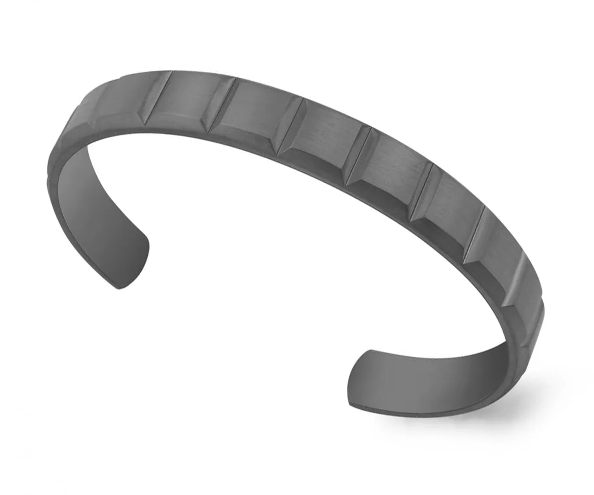 Box Cut Gun Metal Cuff Bracelet