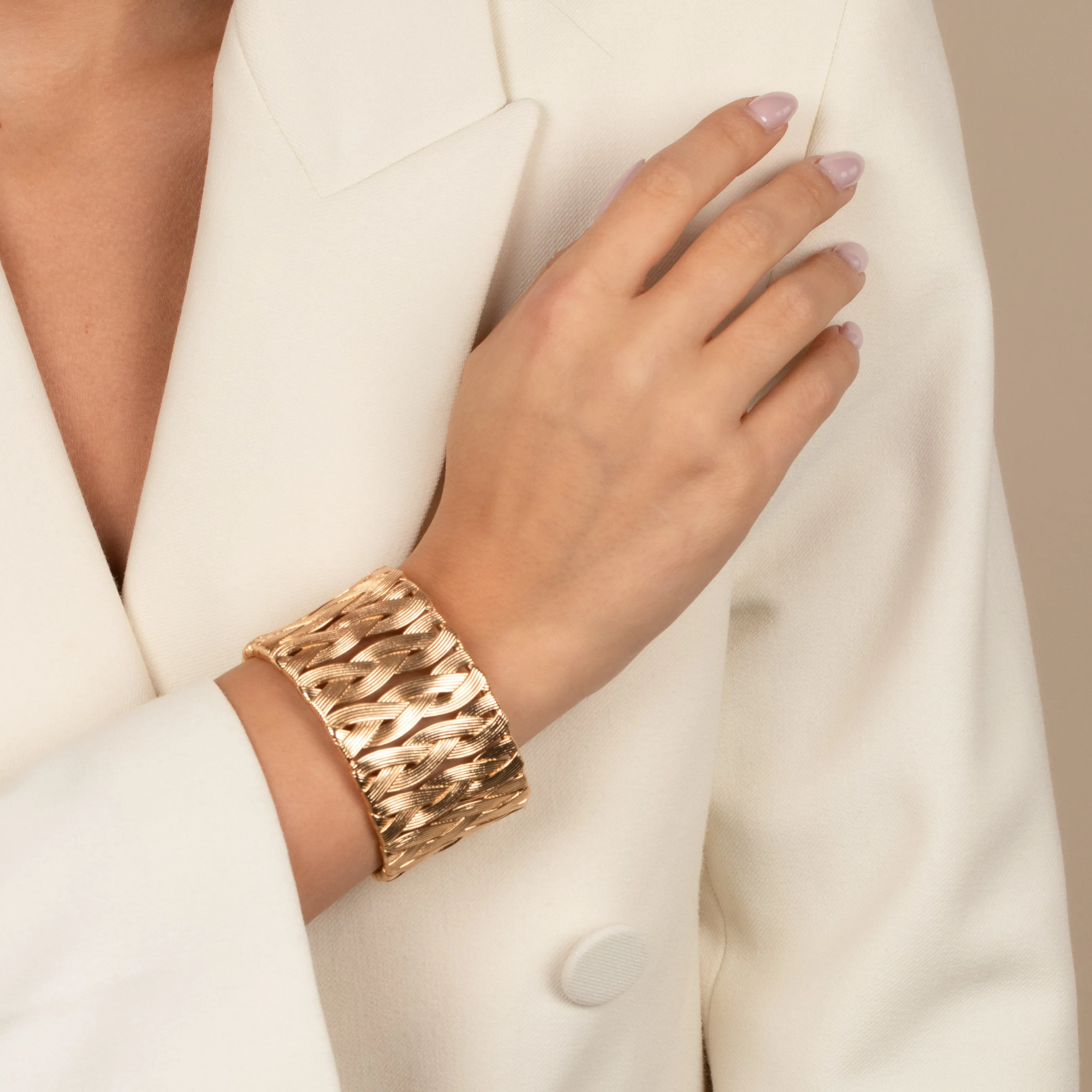 Braided Snake Chain Cuff Bangle