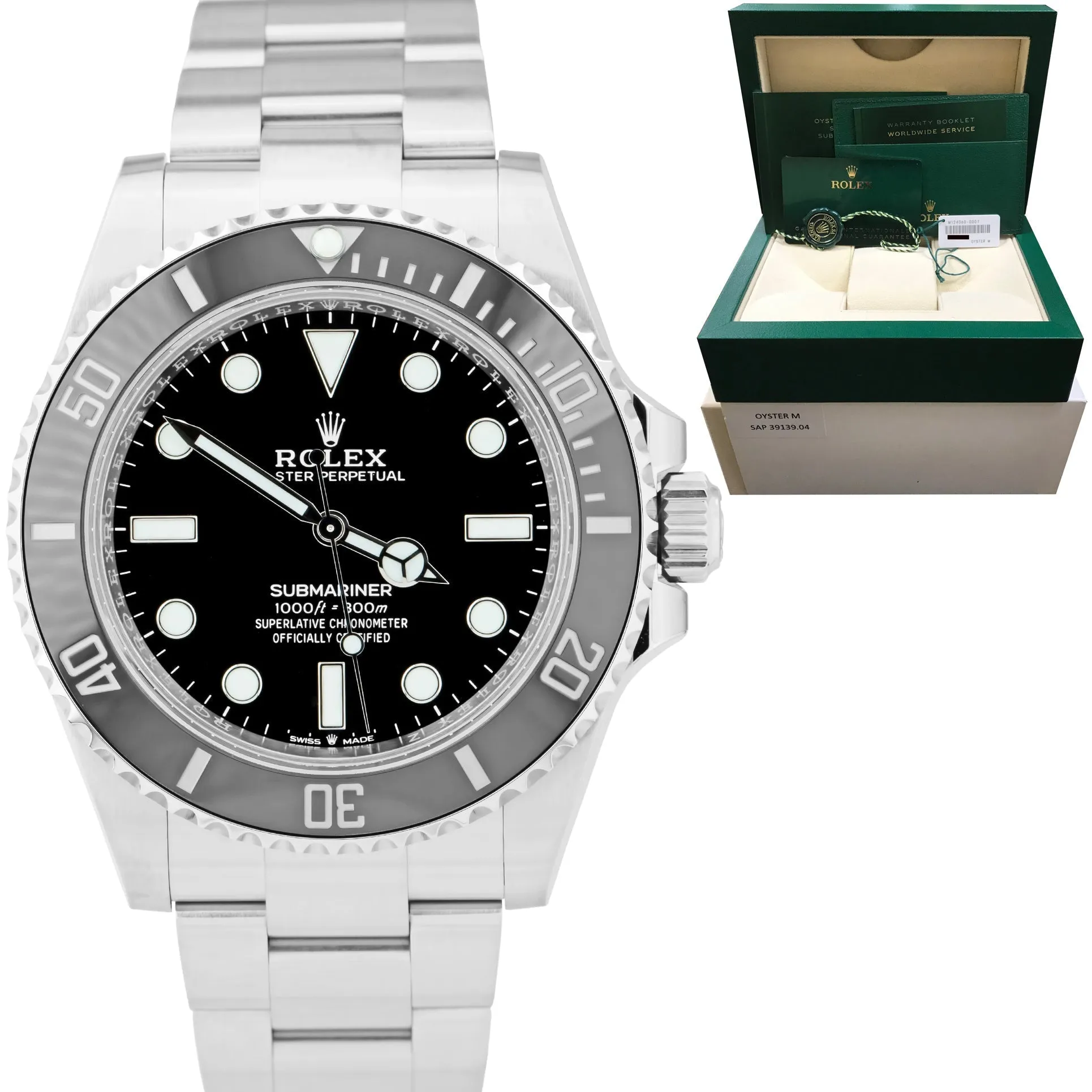 BRAND NEW 2022 Rolex Submariner 41mm No-Date Black Ceramic Watch 124060 LN