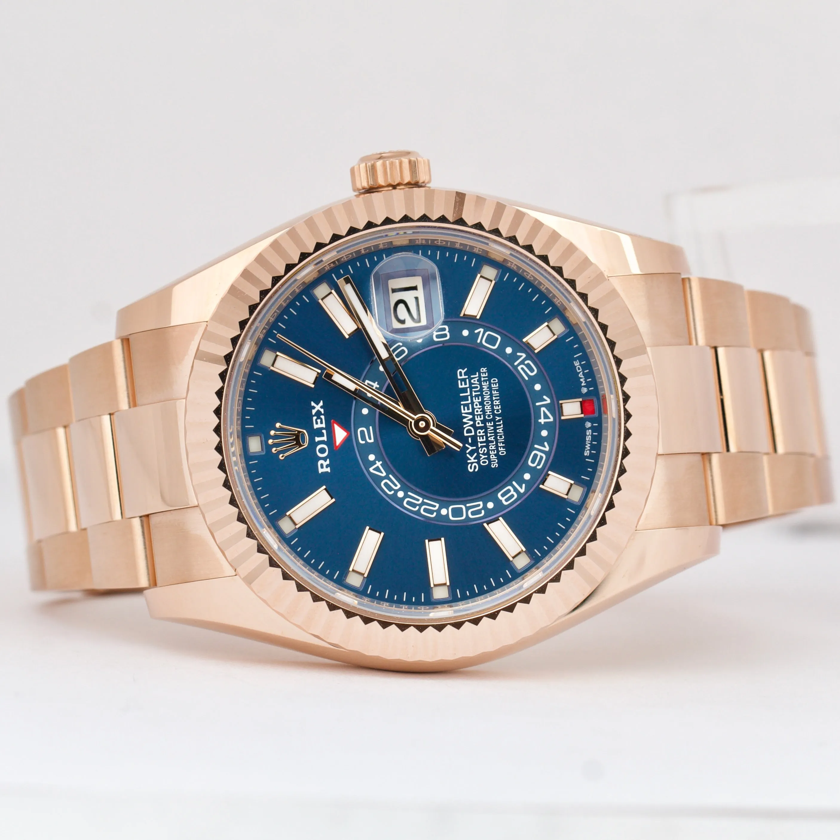 BRAND NEW PAPERS Rolex Sky-Dweller 18K ROSE GOLD Blue 42mm Watch 336935 BOX