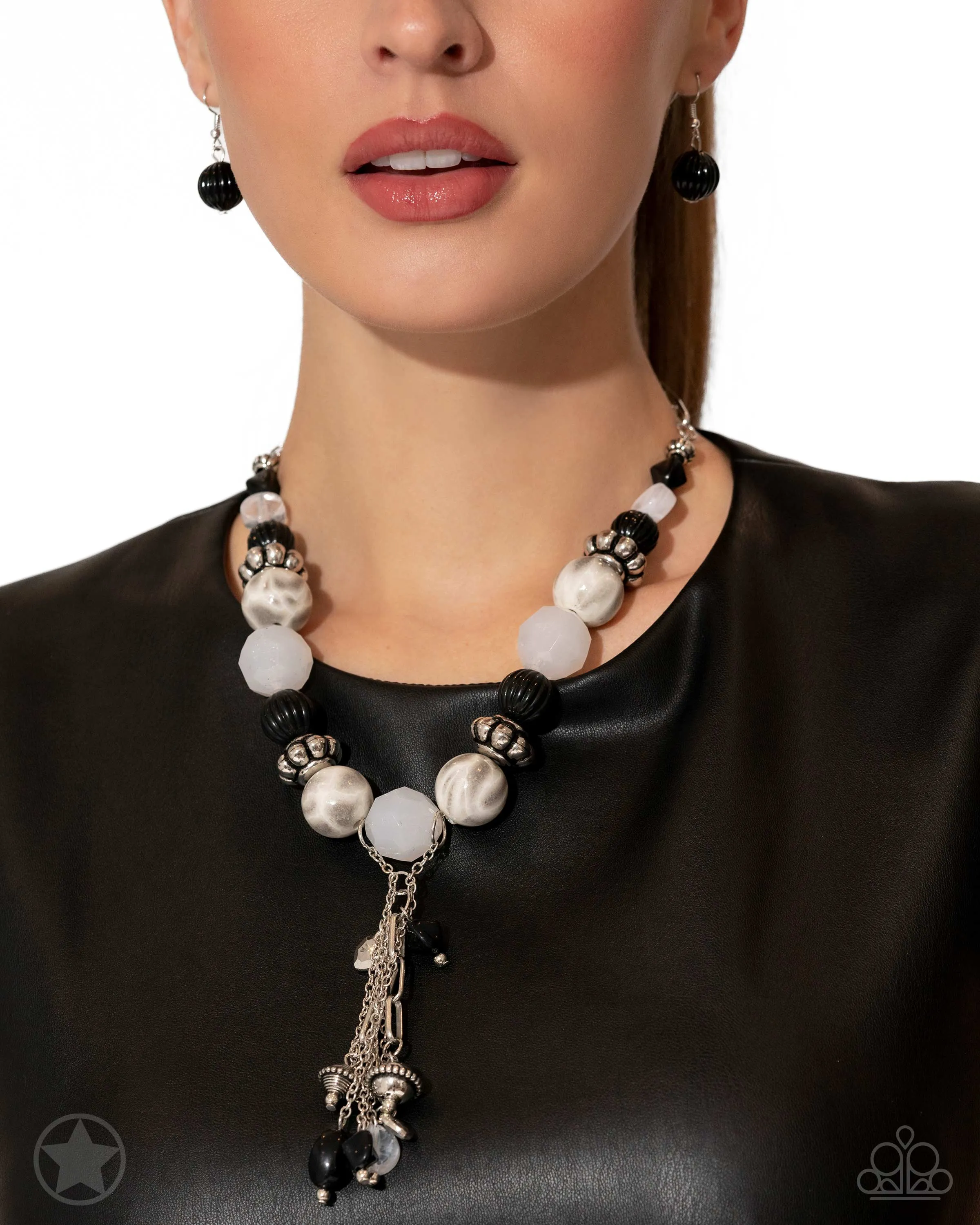 Break A Leg! - Black and White Necklace