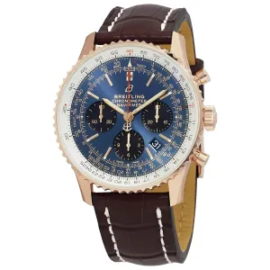 Breitling Navitimer 1 Chronograph Automatic Chronometer 18kt Rose Gold Blue Dial Men's Watch RB0121211C1P2