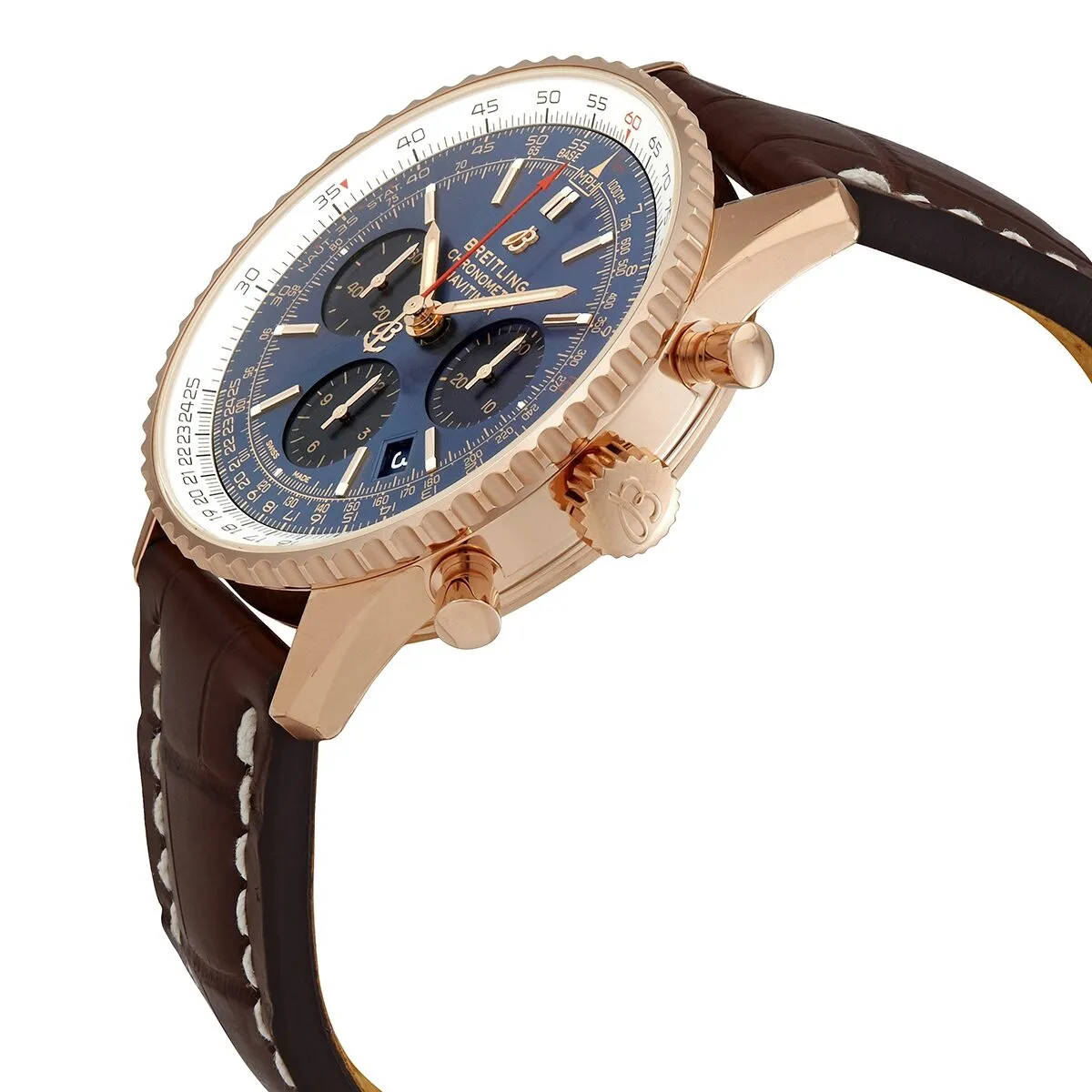 Breitling Navitimer 1 Chronograph Automatic Chronometer 18kt Rose Gold Blue Dial Men's Watch RB0121211C1P2