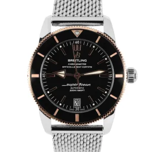 Breitling SuperOcean Heritage 18k Rose Gold Steel Black Date 42mm UB2010 Watch